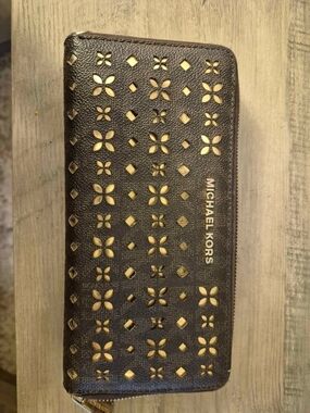 Michael Kors Black & Gold Zip Around Wallet